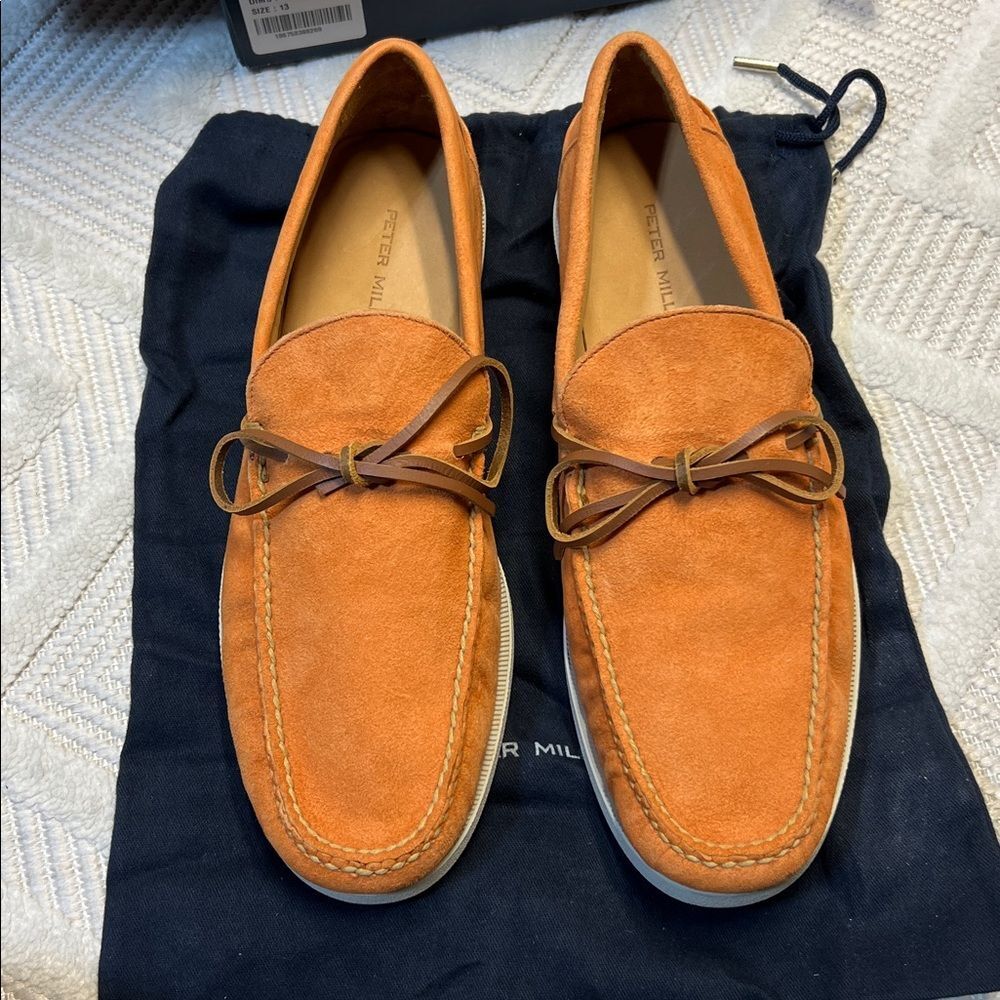 Peter Millar Excursionist Boat MS24XF20 Papaya Loafer Shoe - Picture 5 of 8